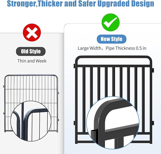 New Thickened Version Dog Playpen, 32 Inch Dog Fences for The Yard, Portable Outdoor Dog Playpen for Large/Medium/Small Dogs, Foldable Metal Dog Dlaypen, with Doors (16 Panels, 32 Inch)