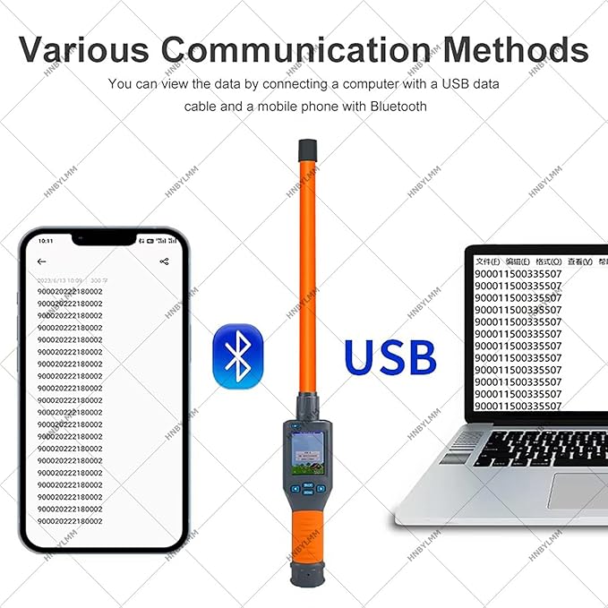 Pet Microchip Scanner, FDX-B/HDX/EMID Animal Handheld ID Scanner Reader, with LCD Display, Rechargeable Battery, Storage Up to 20000 Datas, USB Connection, for Farms Shelters