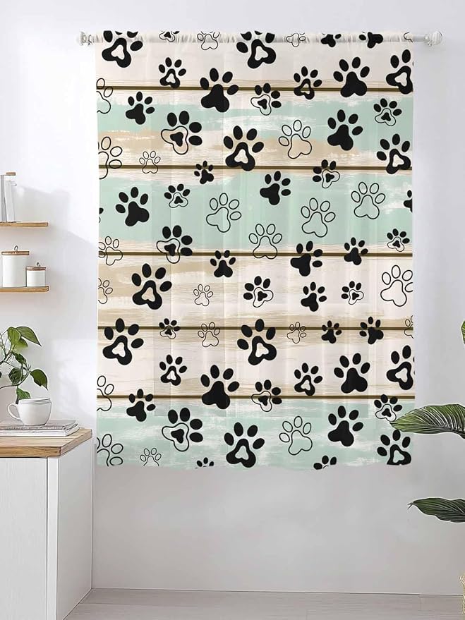 Sheer Curtains 72 Inches Long, Sage Green Beige Farmhouse Semi Sheer Curtains