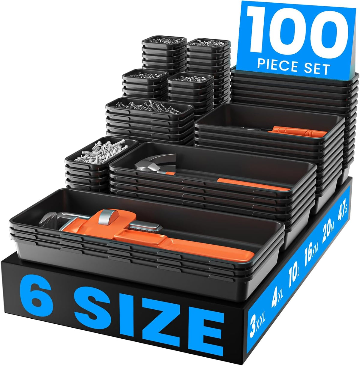 A-LuGei 【𝟲 𝗦𝗜𝗭𝗘】 Tool Box Organizer Tray Set Drawer Organizer Divider