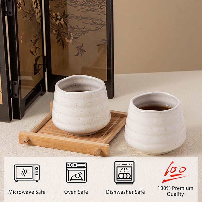 4pcs Japanese Tea Cup Set – Mini Size Cup 5OZ Ceramic Matcha Cup, Handless