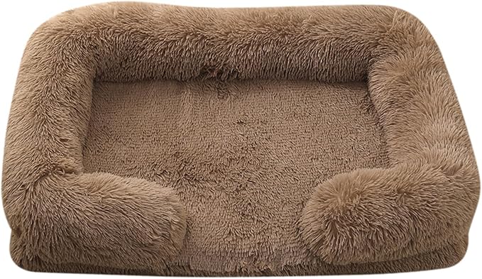 Dog Beds Large Sized dog Orthopedic, Sofa Dog Bed with Waterproof Lining and Nonskid Bottom, Rectangle Washable Dog Bed for Medium Small Dogs and Cats Comfortable ( Color : Khaki , Size : 31 x 21" )