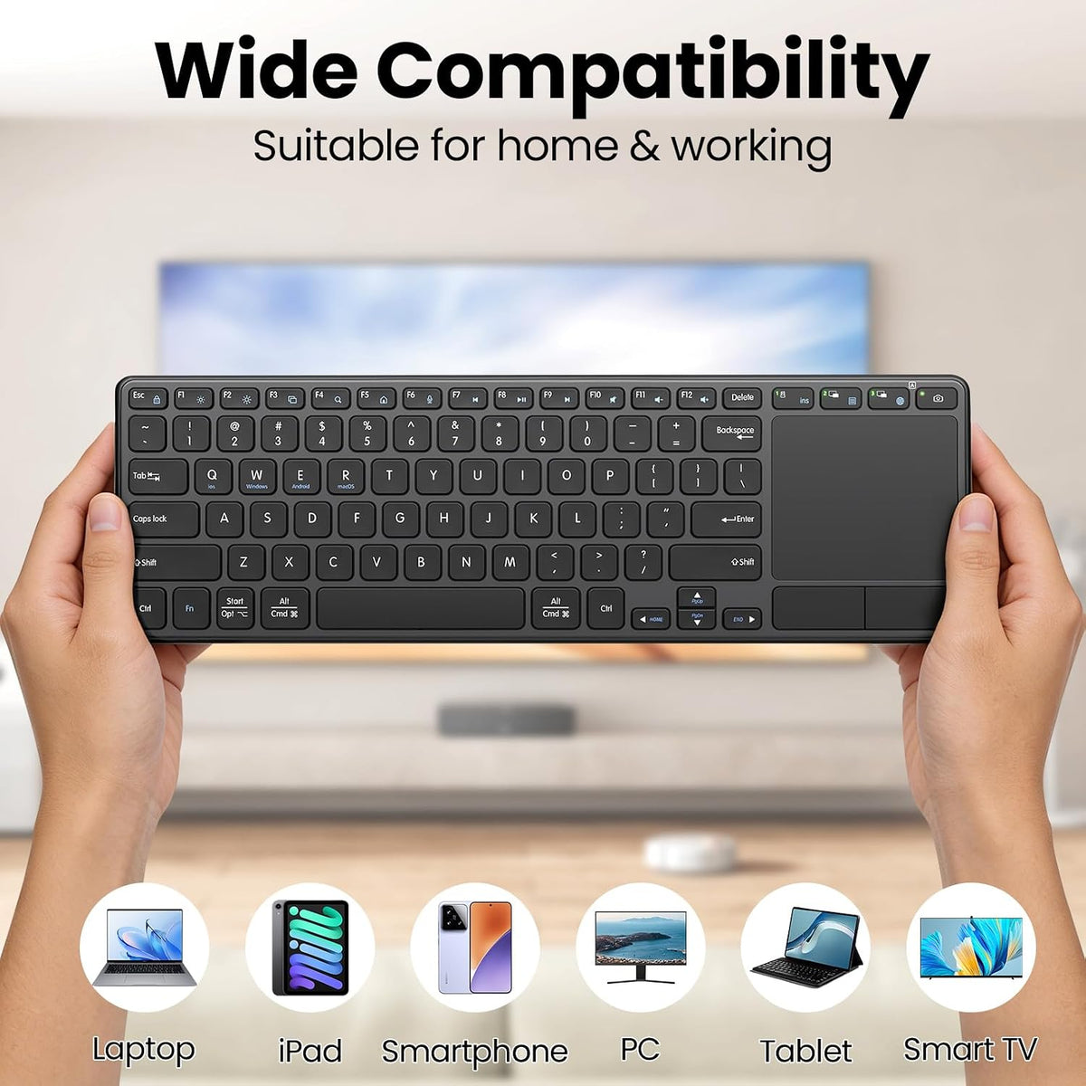 Rechargeable Wireless Keyboard with Touchpad-QWERTY