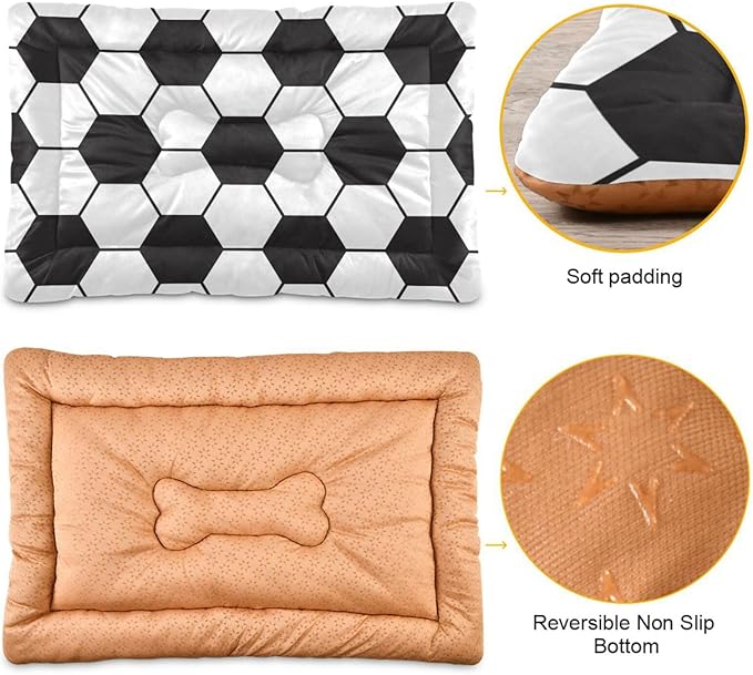 Soccer Football Pet Bed Cute Dog Bed Mat Absorbing Non Slip Pad Pet Sleeping Mat for Small, Medium, and Large Dogs Puppy Cat 24 in x 18 in