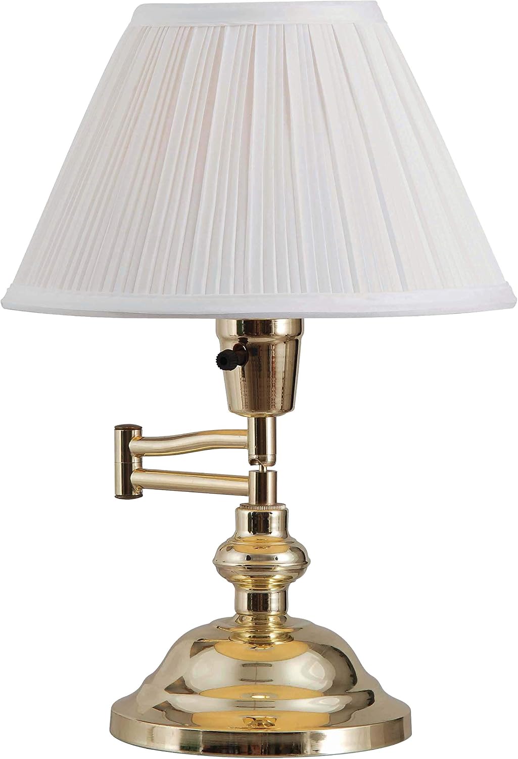 Kenroy Home Classic Swing Arm Swing Arm Desk Lamp with Polished Brass Finish, Classic Style, 16" Height, 16" Width, 12.5" Depth