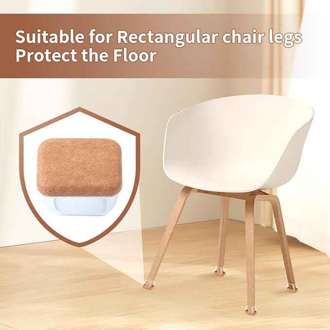 Ezprotekt 16 Pcs Rectangle Clear Felt Chair Leg Floor Protectors