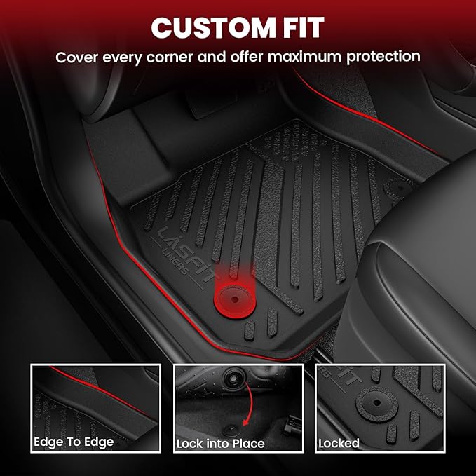 LASFIT Floor Mats & Cargo Mat for Hyundai Sonata 2020-2026 (Only Fit FWD & Gas) / Kia K5 2021-2025 (Only Fit FWD) All Weather TPE Custom Fit Floor Liners for Car Mats Trunk Mats