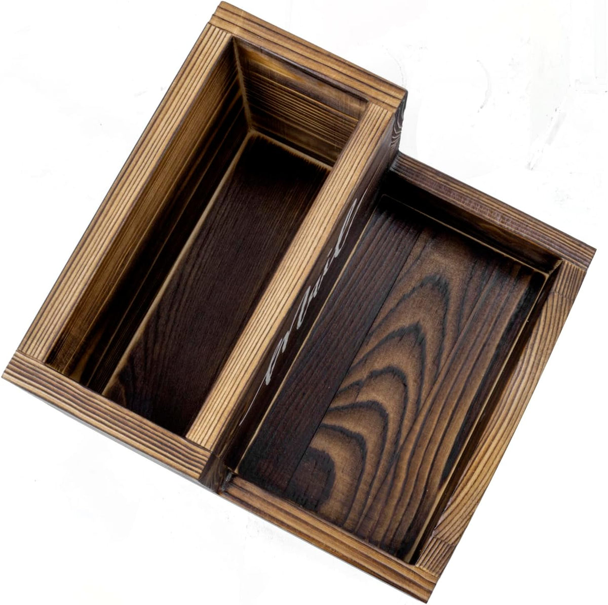 MyGift Burnt Wood Entryway Mail Organizer with Key Storage Tray