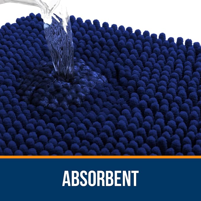 OLANLY Bathroom Rugs 32x20, Extra Soft Absorbent Chenille Bath Rugs, Rubber