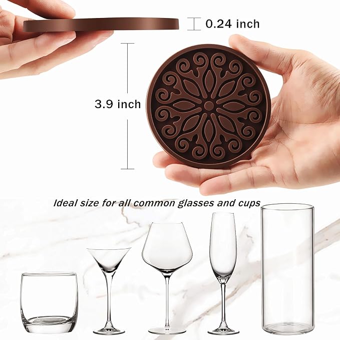 Silicone Coasters for Drinks, Resistant Reusable Drink Coasters-Great Gift for