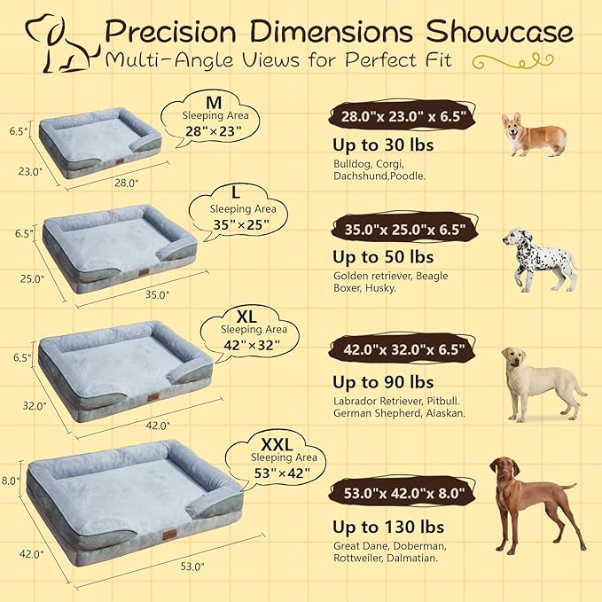 Orthopedic Dog Bed - High - Density Memory Foam, Leak - Proof Lining, Washable Zippered Cover, Durable Chew - Resistant & Non - Slip for Giant Breeds