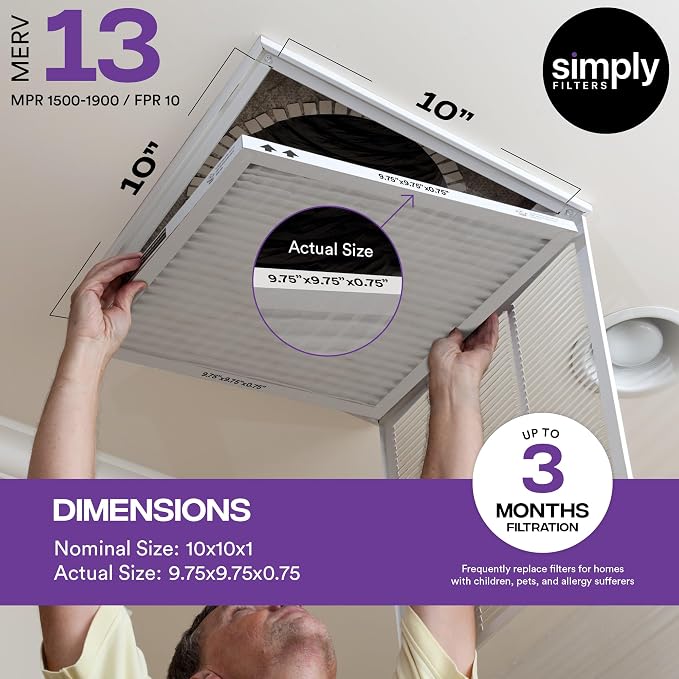 Simply 10x24x1 Air Filter, Merv 8, 12 Pack,