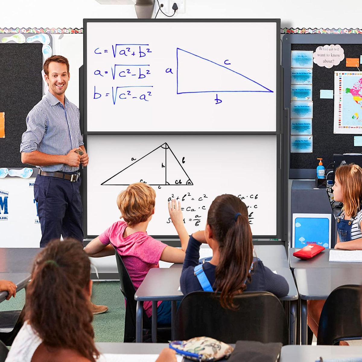 Maxtek Double-Sided Rolling White Board on Wheels 48x60, Height Adjustable