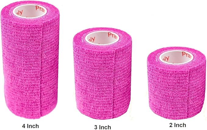 Vet Wrap Tape (Fuchsia) (2 Pack) (3 Inch x 15 feet) Self Adhesive Adherent Adhering Cohesive Flex Self Stick Bandage Grip Roll Dog Cat Pet Horse