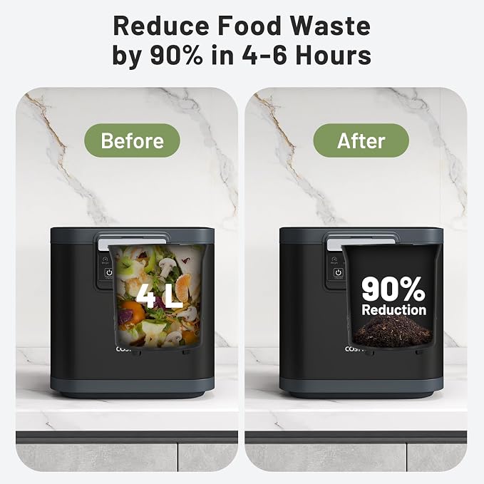 COSTWAY 4L Electric Composter for Kitchen, Smart Waste Dispenser Countertop