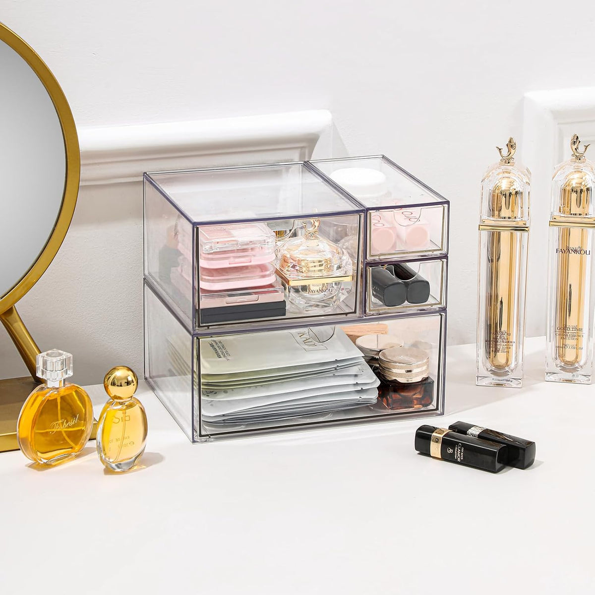 4-piece Acrylic Desktop Drawer Organizer Set (3 Sizes)