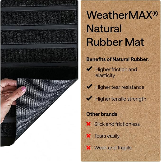 GORILLA GRIP 100% Waterproof All-Season WeatherMAX Doormat US Designed Natural