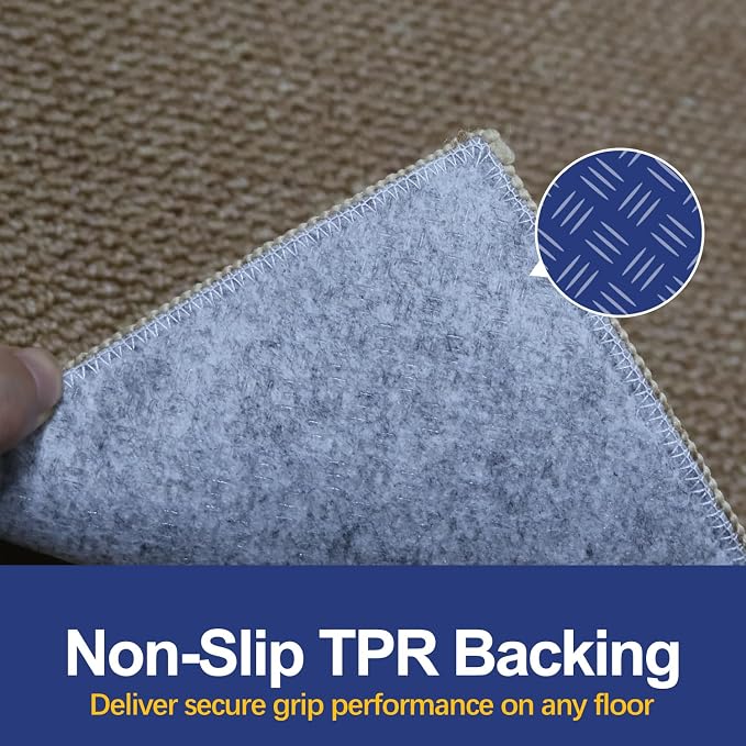 Faux Jute Area Rug 9'x12', Washable & Non-Slip, Taupe | 0.27" Low Pile Easy