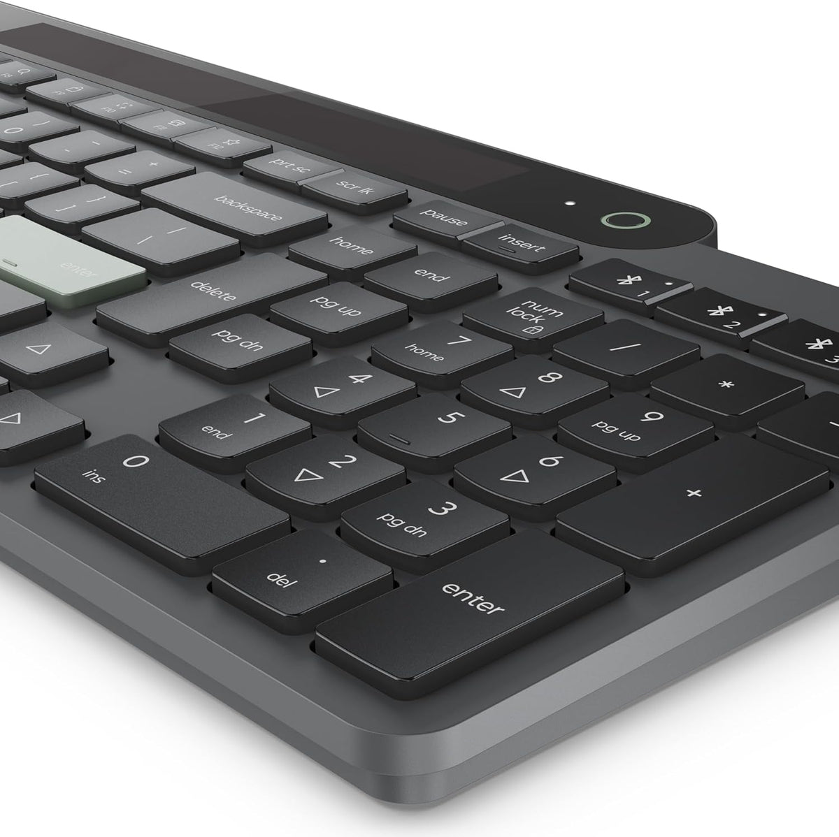 Lenovo 800 Self-Charging Bluetooth Keyboard, Uses Ambient Light, Bluetooth 5.1, Supports 3 Devices, Battery Free, Wireless, Grey