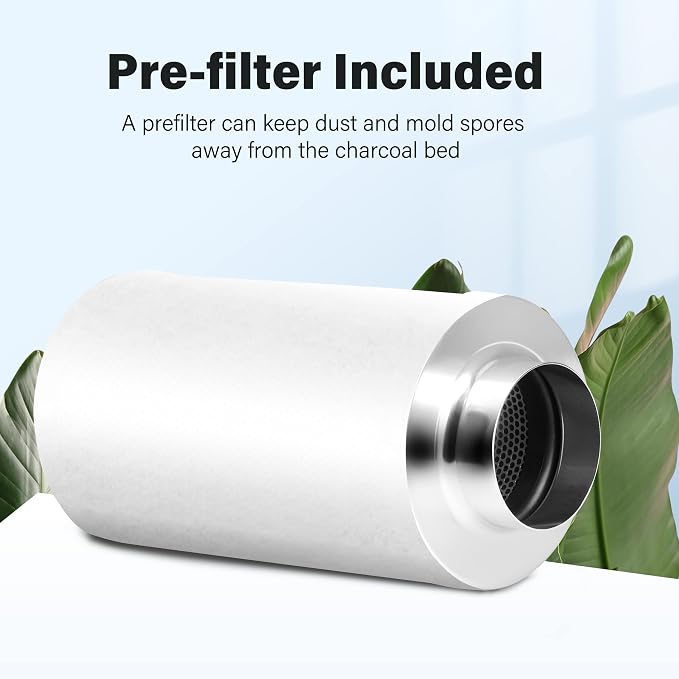 iPower 4'' Air Carbon Australia Virgin Charcoal, Pre-Filter Included Reversible