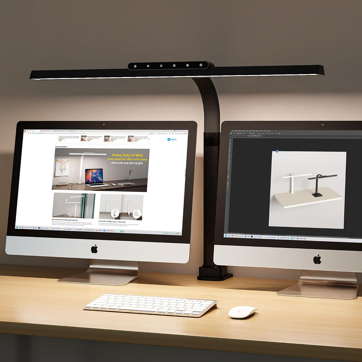 LED Desk Lamp with Base, 24W Super Bright Tall Desk Light for Home Office