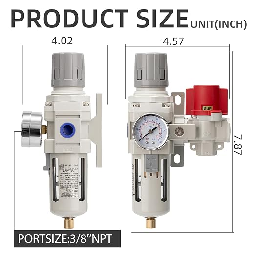 Industrial Air Compressor Filter Regulator Combo 3/8" NPT 0-150 PSI Gauge