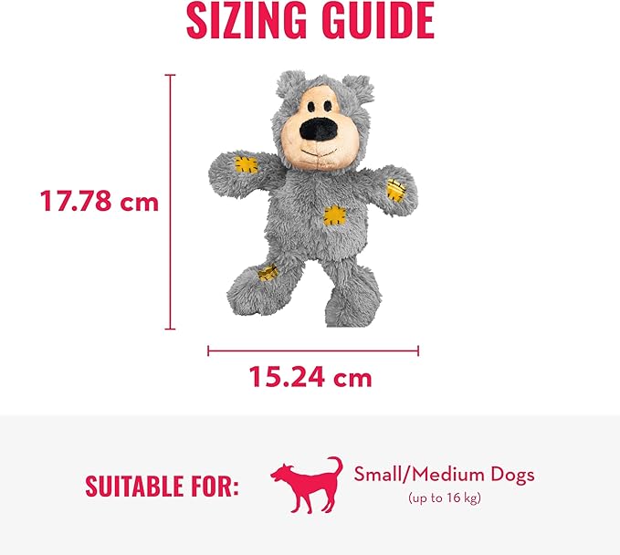 KONG - Wild Knots Bear - Internal Knotted Ropes and Minimal Stuffing for Less Mess - for Small/Medium Dogs (Assorted Colors)