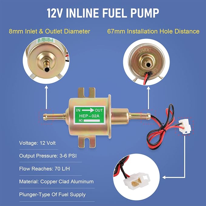 Universal Electric Fuel Pump Kit 12v 3-6 PSI Low Pressure