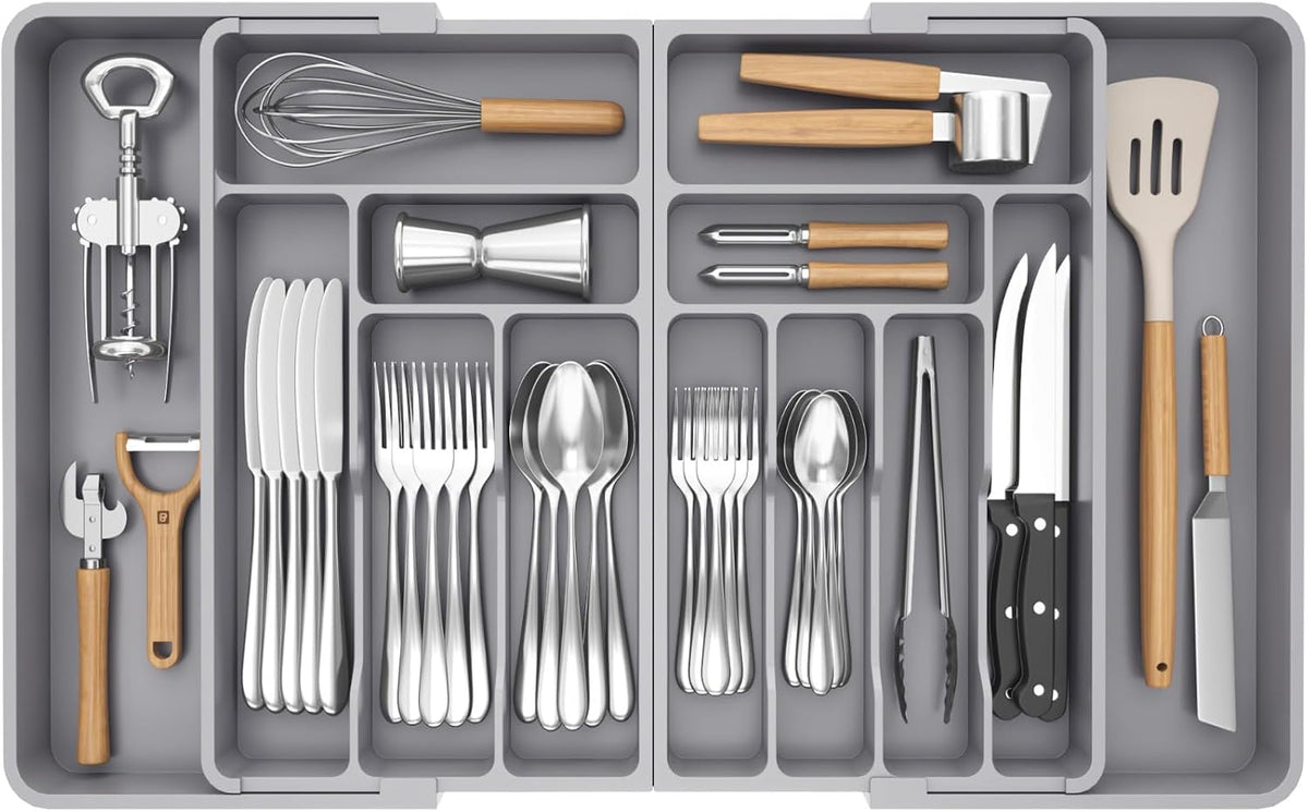 Lifewit Silverware Drawer Organizer, Expandable Plastic Utensil Tray
