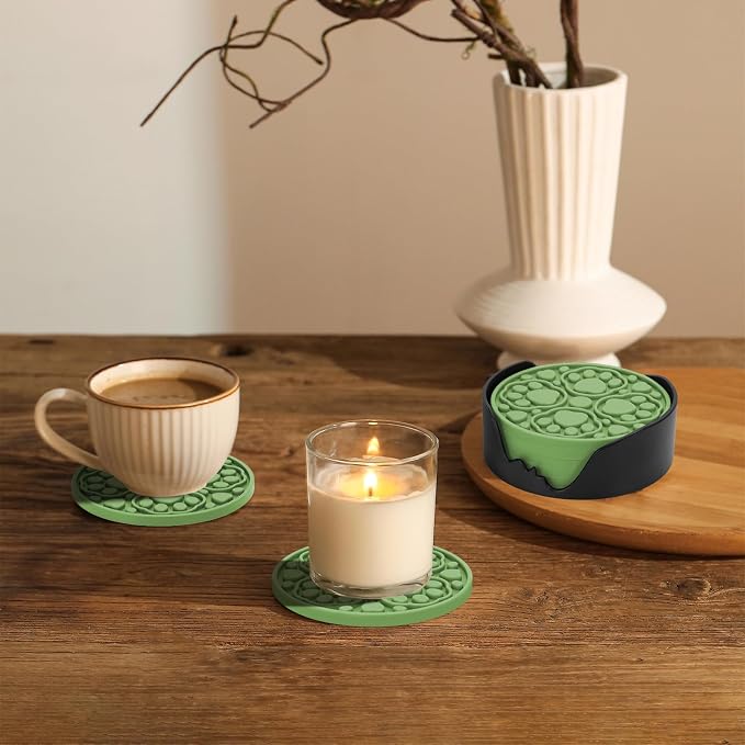 Green Silicone Coasters Set of 6