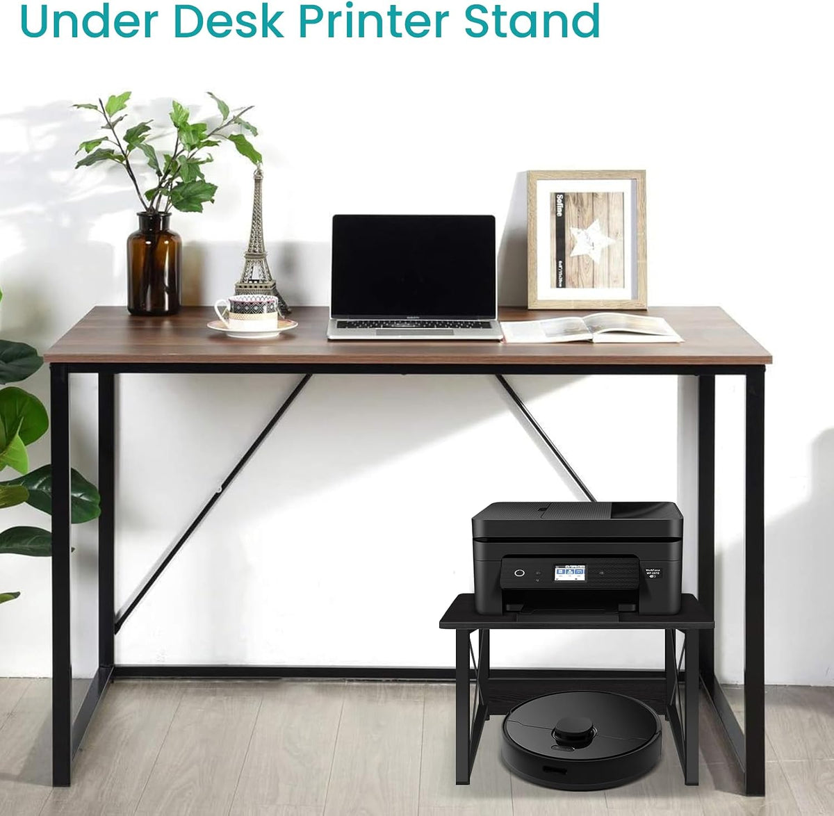 ELITEROO Desktop Printer Stand with Storage, Table Stand Small Desk Shelves
