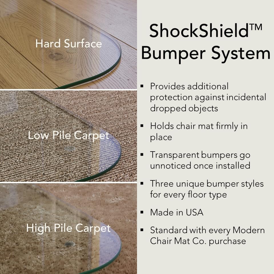 Office Desk Glass Chair Mat - Clear Tempered Glass - Easy Glide - Protects Carpet and Hardwood Floors - 42" x 48"