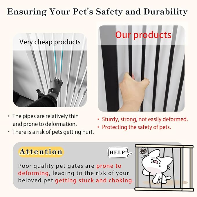 Lumizone Extra Tall Cat Gate 61.02" High Pressure Mounted Extra Wide 2025 New (17 Sizes) 1.37" Gap No Drilling Auto-Close One-Handed Operation Tall Pet Gate for Dogs(Black, 61.02" H x 29.92"-59.44" W)