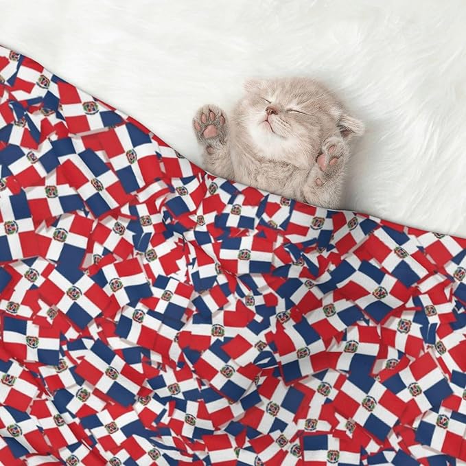Pet Blanket for Couches and Beds, Dominican Republic Flag Wave, Reversible Double Sided Plush Design with Soft Bumpy Texture and Smooth Surface, Furniture Protector