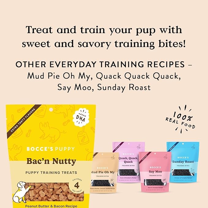Bocce's Bakery Say Moo Cookie + Bac’n Nutty Training Dog Treat Bundle – Natural, Wheat-Free Soft & Chewy Cookies Made with Real Ingredients and Baked in The USA – 2 Pack Bundle