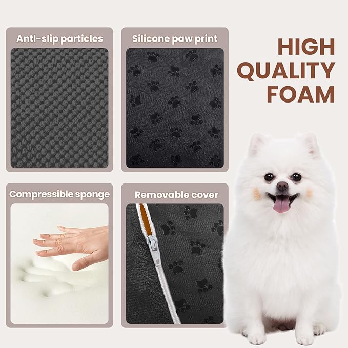Dog Stairs for Small Dogs, 3 Tiers High Density Foam Dog Ramp, Extra Wide Non-Slip Pet Steps for High Beds Or Couch, Soft Foam Doggie Ladder for Dogs Injured, Older Pets, Small Cats