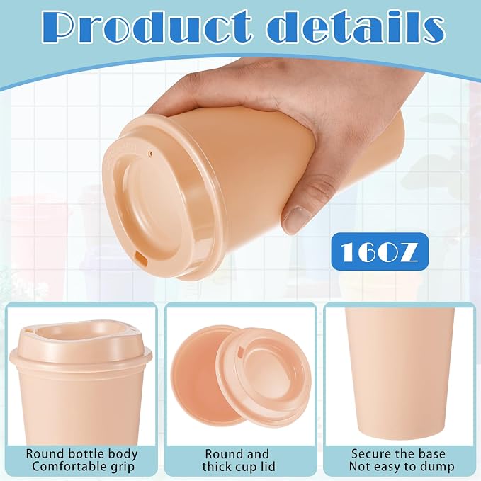 FillTouch 12 Pcs 16 oz Reusable Coffee Cups