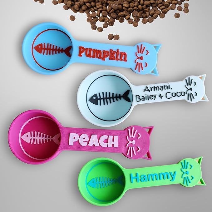 Personalized Cat Food Scoop, Cat Food Measuring Cup with Name, Kibble Scoop (2 oz - 1/4 cup)
