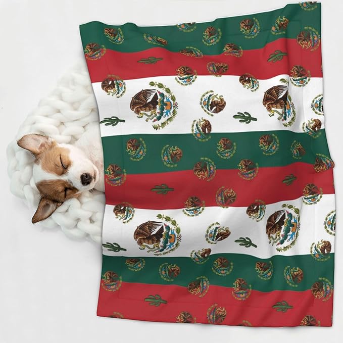 Pet Blanket for Couches and Beds, Mexican Flag, Reversible Double Sided Plush Design with Soft Bumpy Texture and Smooth Surface, Furniture Protector