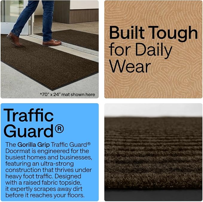 GORILLA GRIP Waterproof Traffic Guard Door Mat, Heavy Duty Entryway Mats