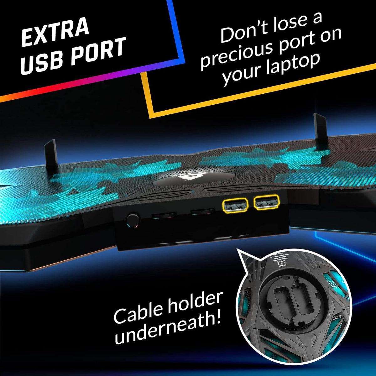 Wind Laptop Cooling Pad with 4 Fans at 1200 RPM, USB Powered Stand