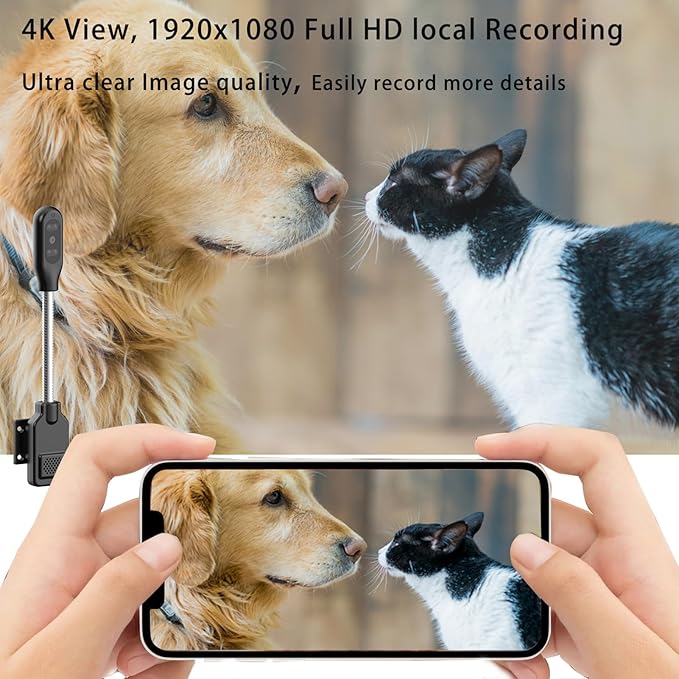 Zopsc 1080P Recording, Infared Night, 4K Viewing, WiFi Security Camera with Two Way Audio, Motion Alerts, TF Card Storage, Smart Home Pet Monitoring, Day and Night