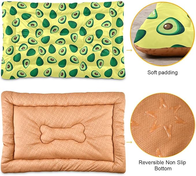 Yellow Avocado Pet Bed Cute Dog Bed Mat Absorbing Non Slip Pad Pet Sleeping Mat for Small, Medium, and Large Dogs Puppy Cat 24 in x 18 in