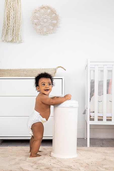 Ubbi Stainless Steel Diaper Pail, Odor Locking, No Special Bag Required, Award-Winning, Registry Must-Have, Ivory