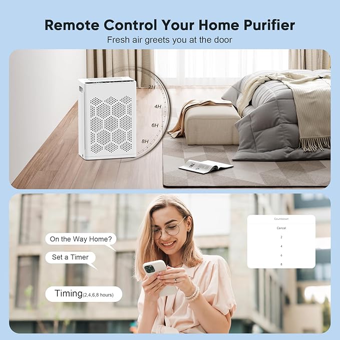 DAYETTE Air Purifiers for Home Large Room Up to 2400 Ft² with Fragrance, Smart WiFi Alexa Control,Auto Mode, HEPA 14 Air Purifier with Washable Prefilter for Bedroom, Dorm Room, Pets, Office