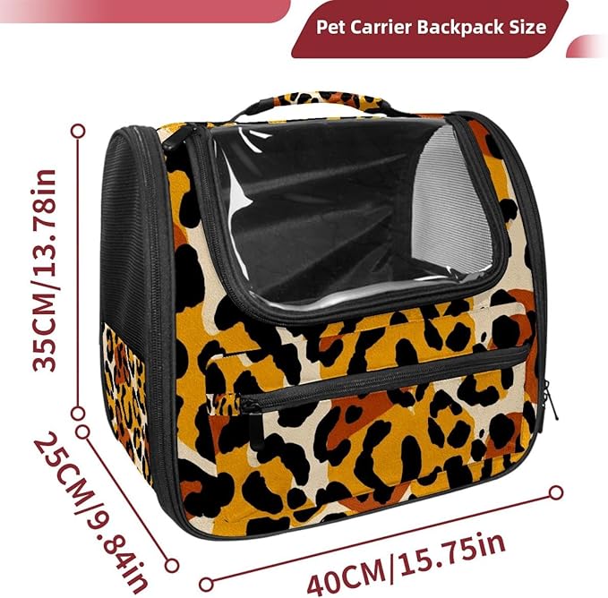 Modern Classic Leopard Print Cat Backpack Carrier Pet Backpack Carrier for Small Dogs and Medium cat Puppy Kitten Bunny