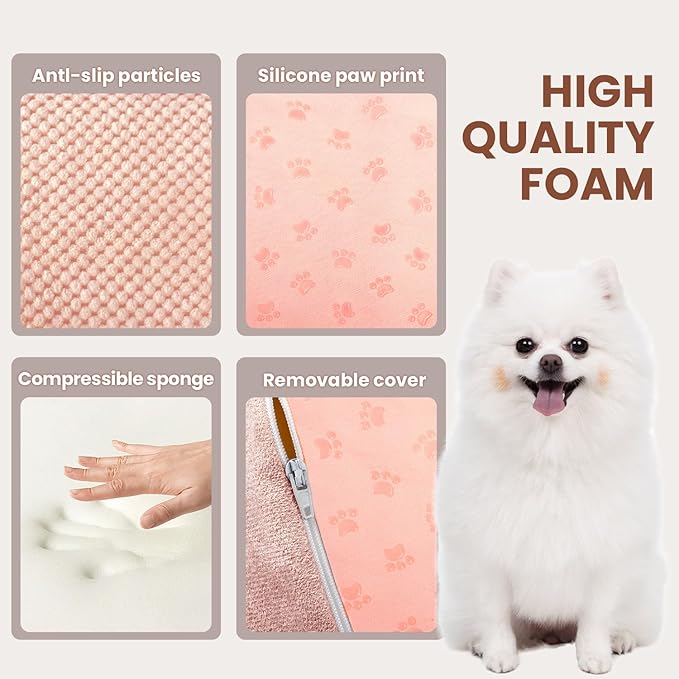 Dog Stairs for Small Dogs, High Density Foam Dog Steps, Extra Wide Non-Slip Pet Ramp for High Beds Or Couch, Soft Doggie Ladder for Dogs Injured, Older Pets, Small Cats, 4 Steps, Pink
