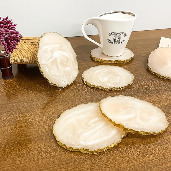 Resin Coaster for Coffee Table Decor, Morden and Stylish Drink Coaster Set for