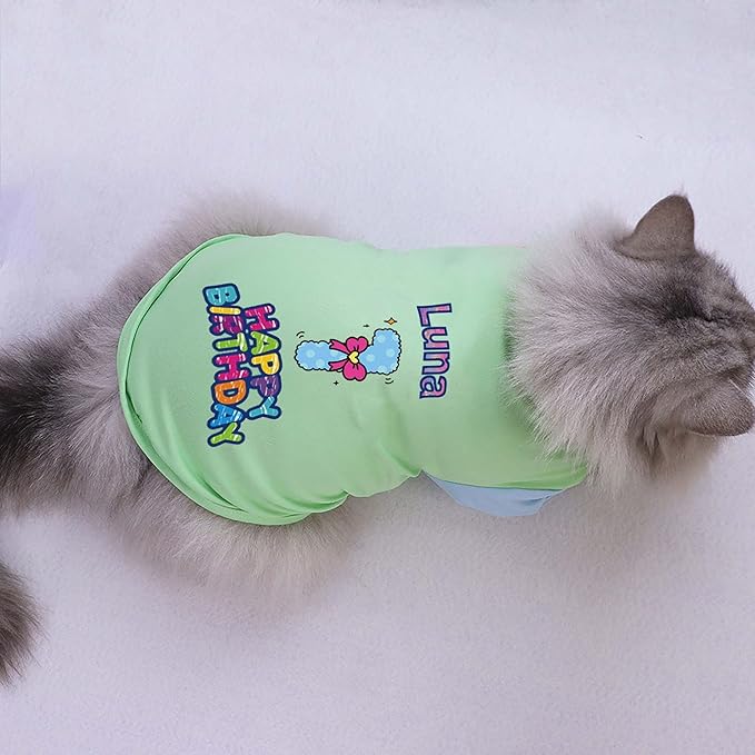 Custom Dog Birthday Shirt,Personalized Pet Apparel Print with Name Age Number,Pet Birthday Outfit,Lightweight Breathable Cotton Vest for Small Medium Large Dogs Cat (Dopamine Pink, Large)