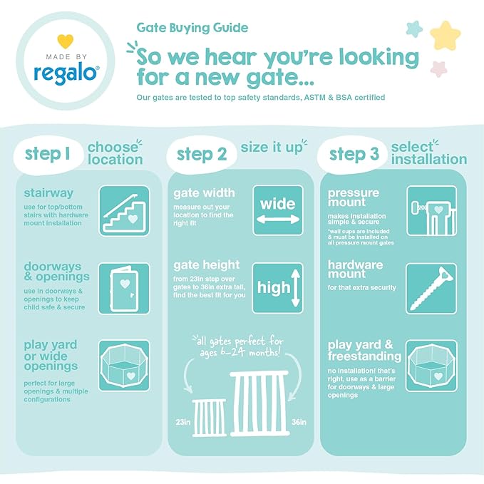 Regalo Safety 36" Extra Tall Home Accent Arch Baby Gate with Door, Pressure Mount for Doorways & Bottom of Stairs, Babies, Toddlers & Pets, Tested & Trusted, American Designed, Family Owned